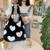 Women's Plush Loving Heart Large Shoulder Bag