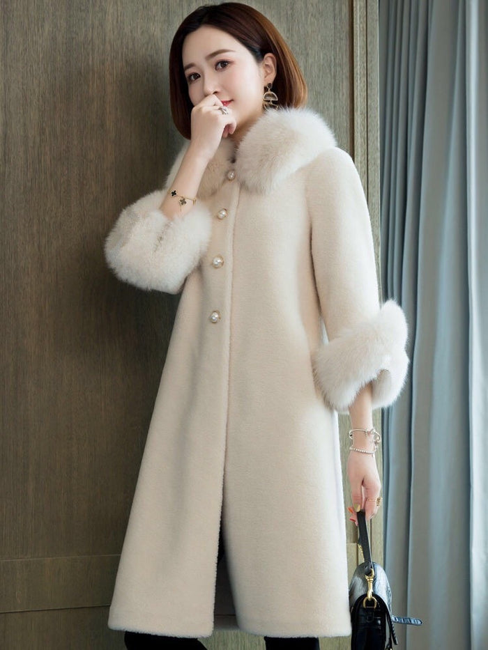 Women's Casual Sheep Shearing Coat Mid-length