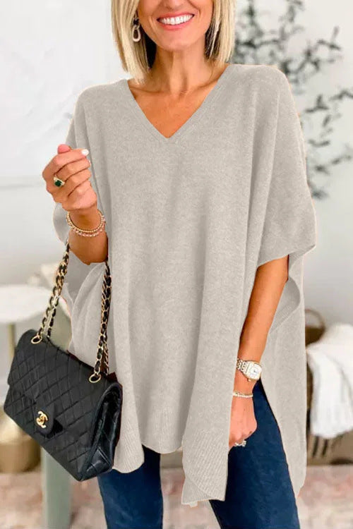 Cloak Cover V-neck Loose Sweater Top