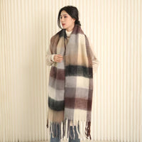 European And American Mohair Plush Warm Leisure Versatile Lattice Scarf