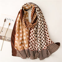 Scarf Literary Retro Small Dot Circle Hit Color Dual-use Cotton And Linen Feel