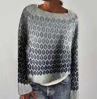 Women's Fashion Round Neck Multicolor Loose Leisure Pullover Knitwear Sweater