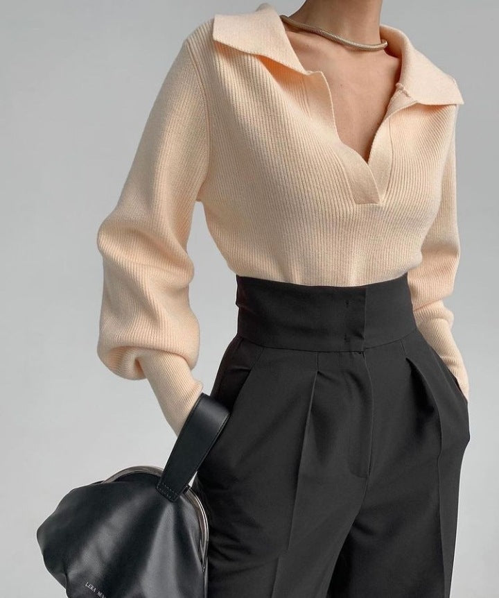 Paul Lapel Elegant Top Sweater