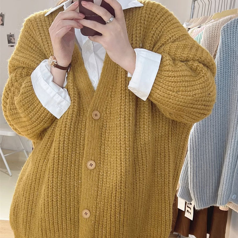 Thick Needle Thickening Cardigan Sweater Baggy Coat