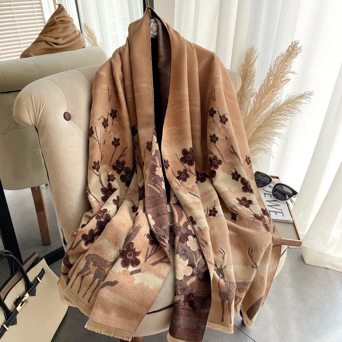 Women's Korean Style Air Conditioning Shawl Thickened Warm Scarf