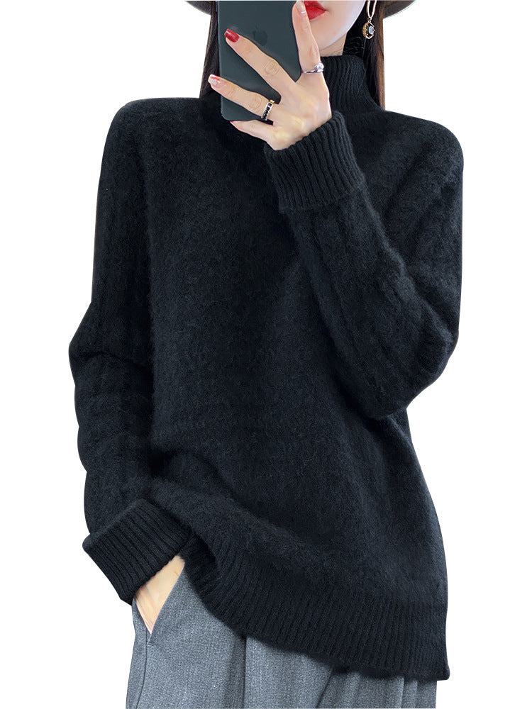 Women's High Lapel Sweater Loose And Idle Knitted Bottoming Sweater