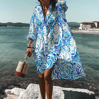 Printed Beach Vacation Blouse Coat