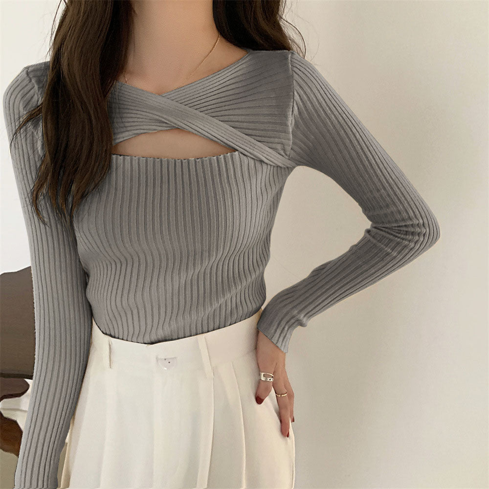 Women's Hollow-out Long-sleeved Knitted Sweater