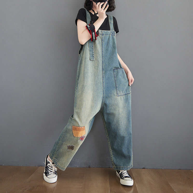 Casual Large Size Denim Overalls Korean Version Of The New