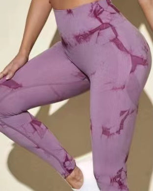 Tie-dyed Fitness Trousers High Waist Hip Lift Sports Skinny Running Sexy