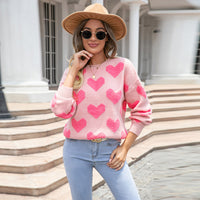 Big Love Valentine's Day Round Neck Sweater Pullover