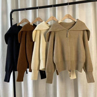 Large Lapel Double-headed Zipper Sweater Coat