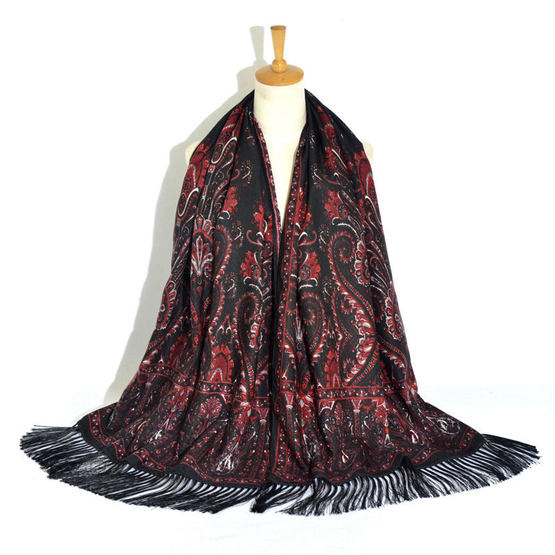 Printed Tassel Long Scarf Travel Ethnic Style Shawl