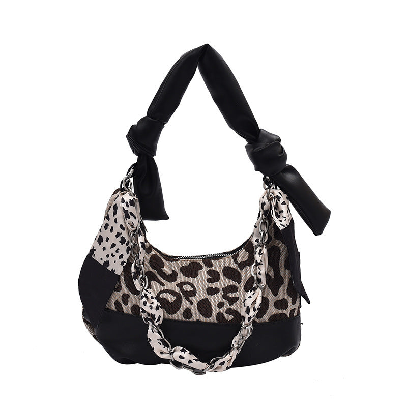 Print Scarf Chain Armpit Bag Checkerboard Checker Shoulder Bag