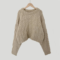 Retro Twist Round Neck Warm Cashmere-like Blended Pullover