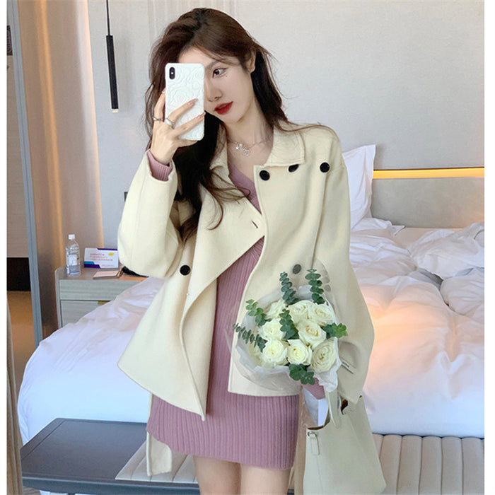 High Class Hepburn Style Korean Woolen Coat