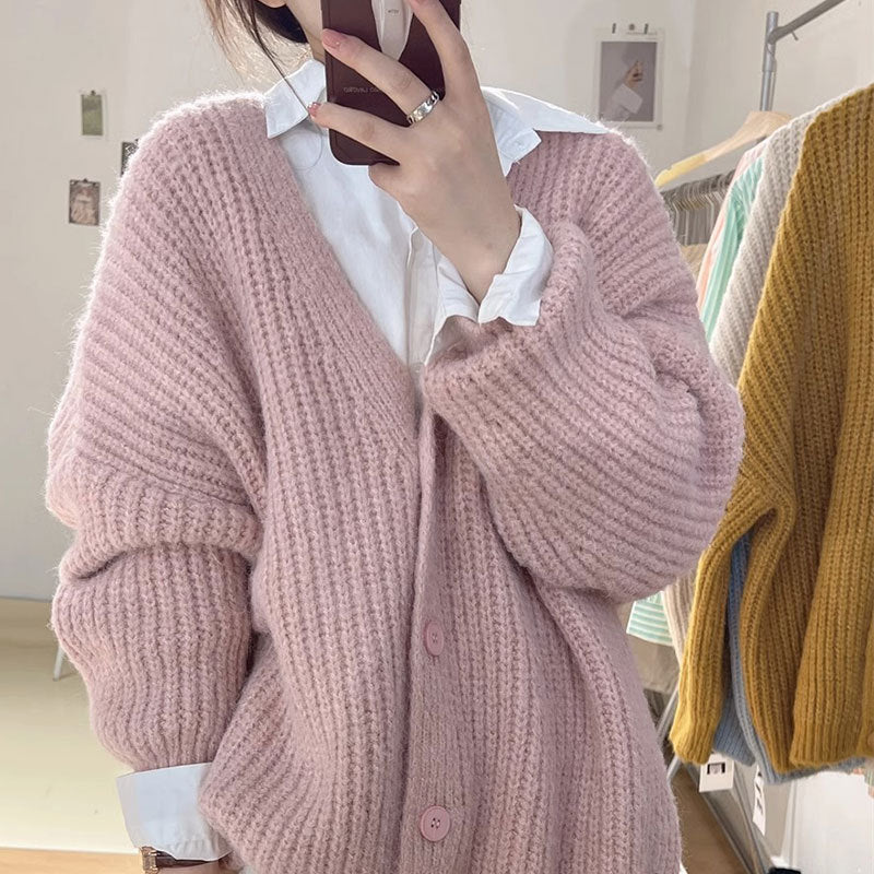 Thick Needle Thickening Cardigan Sweater Baggy Coat