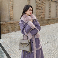 Women's, Purple Fur Fur Integrated Lamb Wool Coat