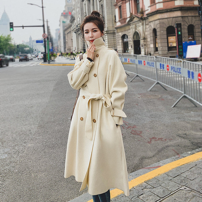 Loose And Versatile Mid-length Woolen Coat With High-end Temperament