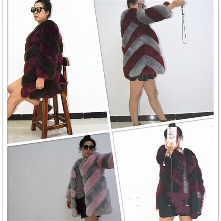 New Faux Fur Color Matching Slim Coat