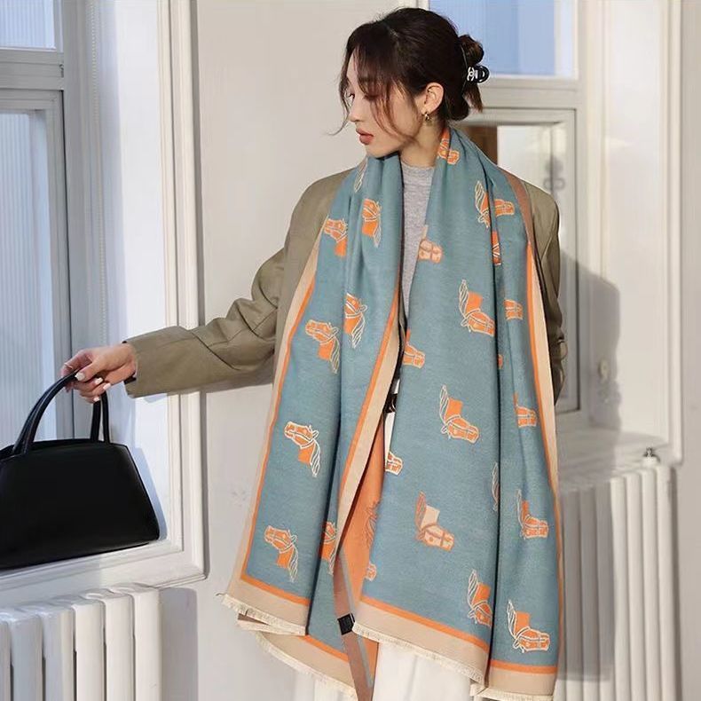 Winter Double-sided Thickened Air-conditioned Room Shawl Long Warm Scarf