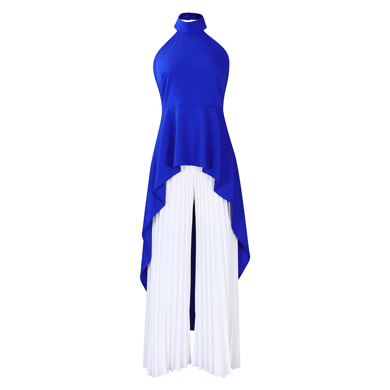 Fashion Casual Set Summer Socialite Private Wear Backless Top Pleated Wide-leg Trousers