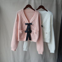 Autumn And Winter New Bow Design Knitted Cardigan