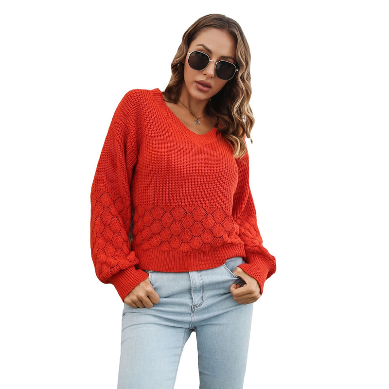 Women's Three-dimensional Feather Loose Autumn And Winter Lantern Sleeve Sweater