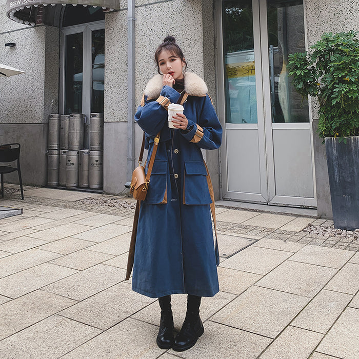 Women's Long Tooling Pie Overcoming Loose Plus Fleece Coat Jacket