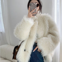 Women's Wool Coat Imitation Lamb Fur All-match Loose Sheep Curly Coat