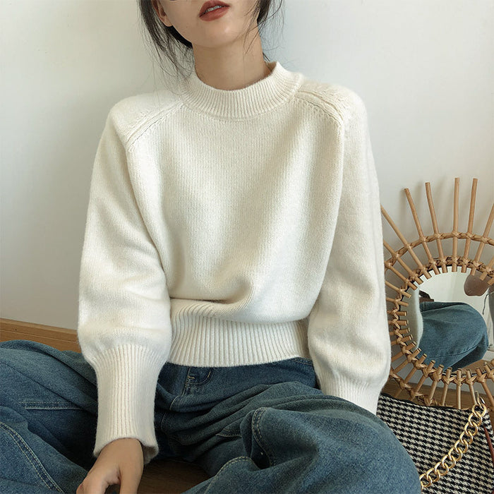 Round-neck High Waist Sweater Women's Vintage Knitted