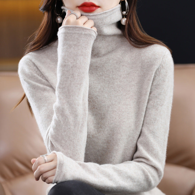 Pile Collar Woolen Sweater Women's Bottoming Shirt Turtleneck Sweater