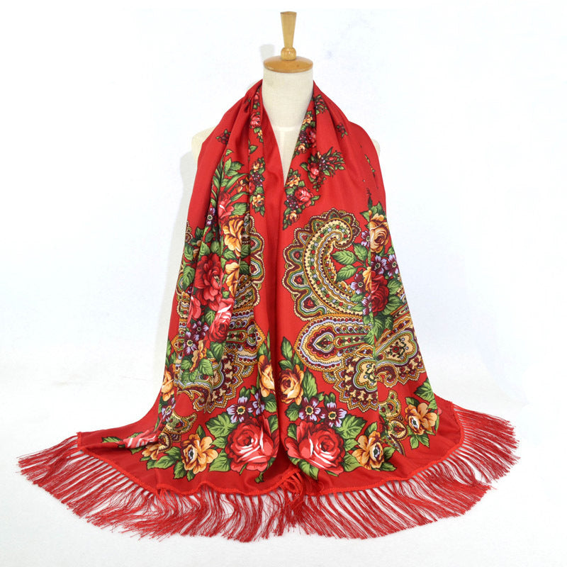 Printed Tassel Long Scarf Travel Ethnic Style Shawl