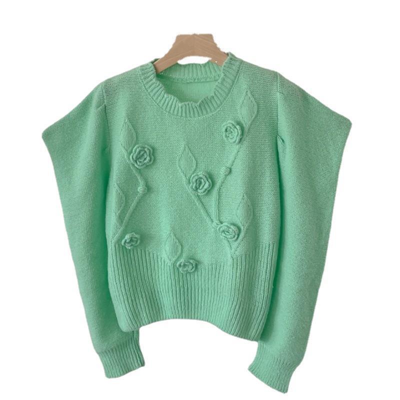 Women's Three-dimensional Flower Pullover Sweater Design Sense