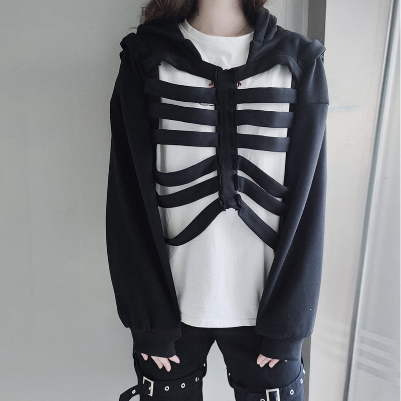 Trendy Skull Series Top Idle Style Hooded Long Sleeve Sweater