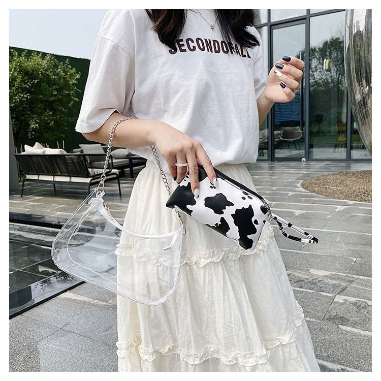 Shoulder Chain Cow Striped Crossbody Jelly Bag