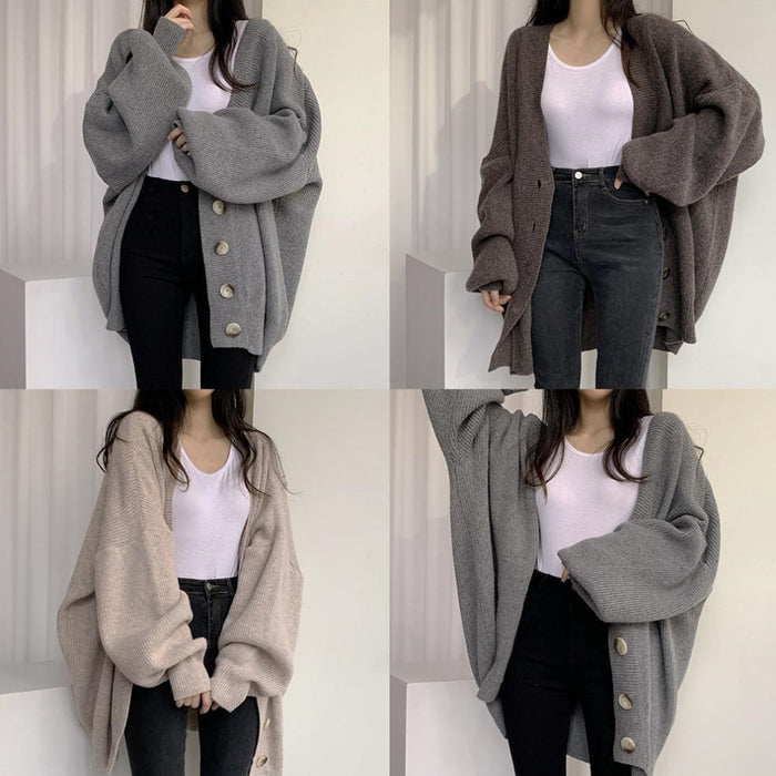 Lazy Style Single Breasted Loose Sweater