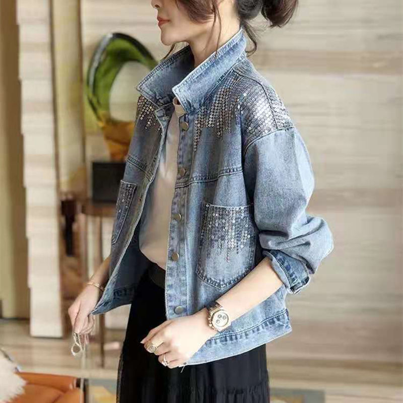 Women's Graceful And Fashionable Sequins Oversized Loose Coat