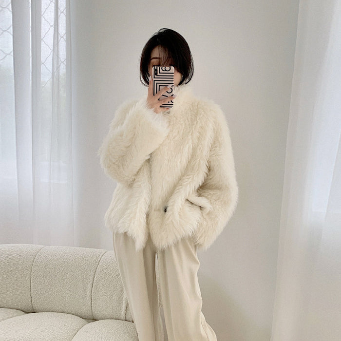 Women's Wool Coat Imitation Lamb Fur All-match Loose Sheep Curly Coat