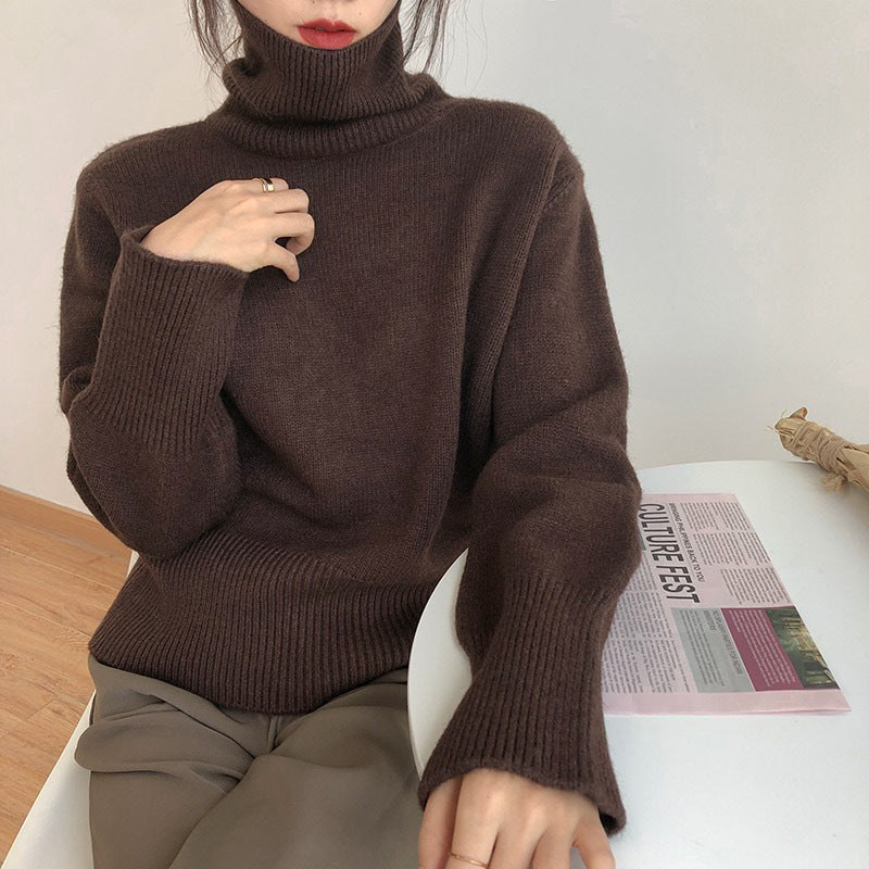 Turtleneck Sweater Women's Pullover Loose Long Sleeves