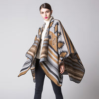 Geometric Puzzle Cloak Thicken And Lengthen Warm Air Conditioning Shawl Travel Blanket