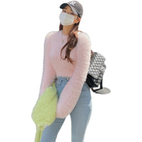 Women's Mink Round Neck Pullover Short Sweater