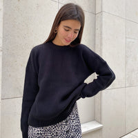 Women's Knitwear Round Neck Loose Solid Color Sweater