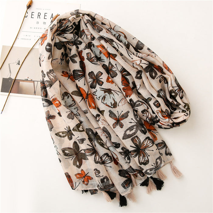 Women's Travel Sunscreen Long Gauze Cotton And Linen Feel Scarf