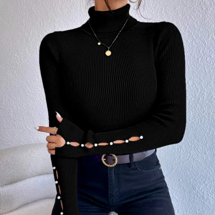 Spring Button Sweater Half Turtleneck Slim Fit Sexy Long Sleeve Women's Knitwear