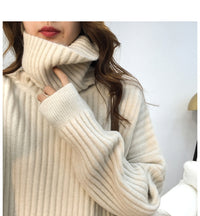 Women's Long Sleeve Loose Turtleneck Knitted Sweater