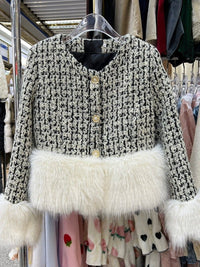 French Single-breasted Fur Short Coat Women's Wool