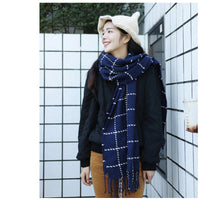 Autumn And Winter Thickened Men's And Women's Dual Purpose Scarf British Dotted Plaid Coarse Yarn Scarf