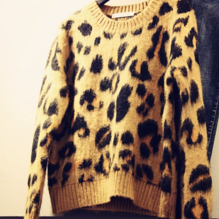 Leopard Print Sweater Women's Fashion Loose Sweater