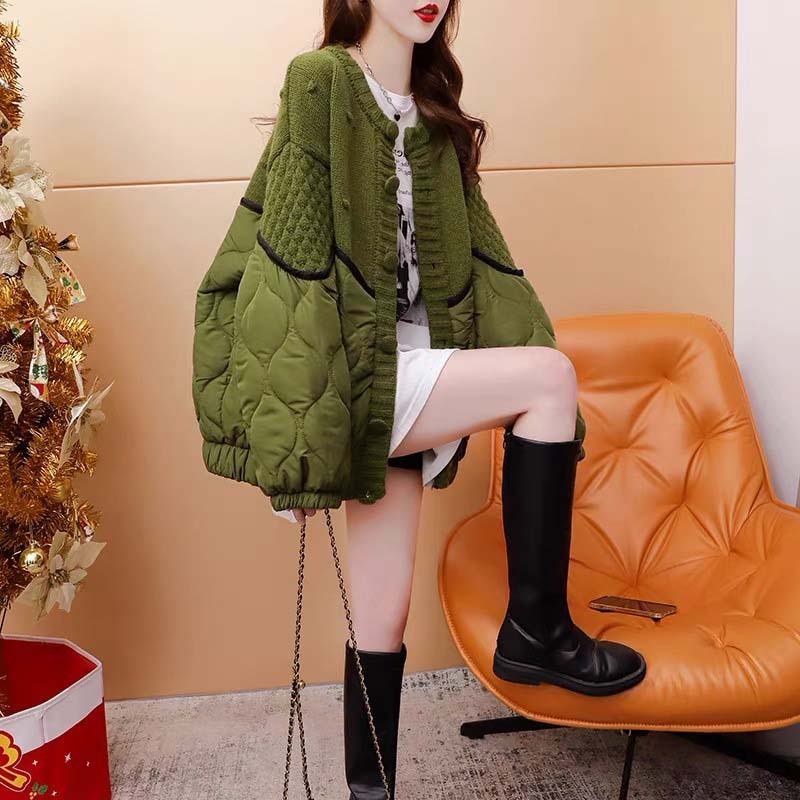 Loose Design Stitching Sweater Cardigan For Women